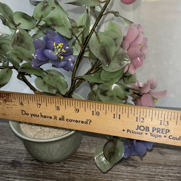 Vintage Jade Gemstone Bonsai Tree Rose Quartz Agate Carnelian Hand-carved Floral - Picture 13 of 15